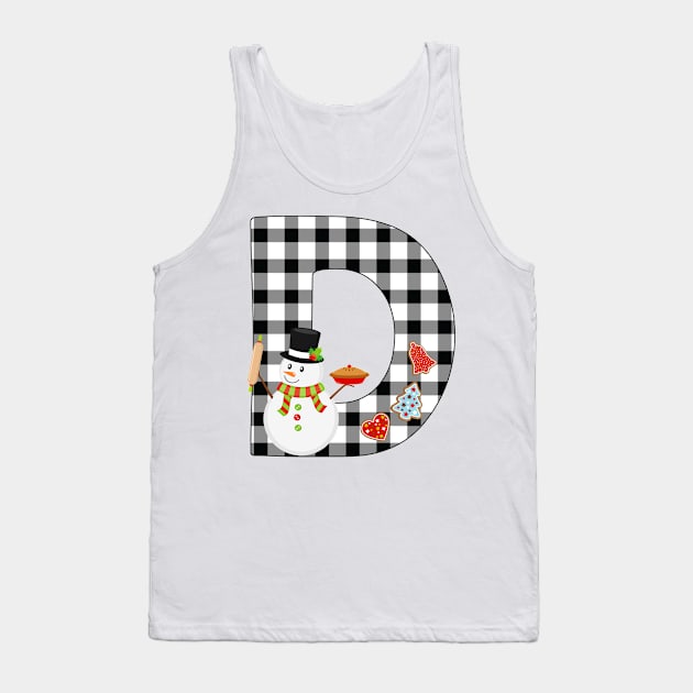 BW Buffalo Checks Pattern Monogram D | Snowman Tank Top by ExpressYourSoulTees